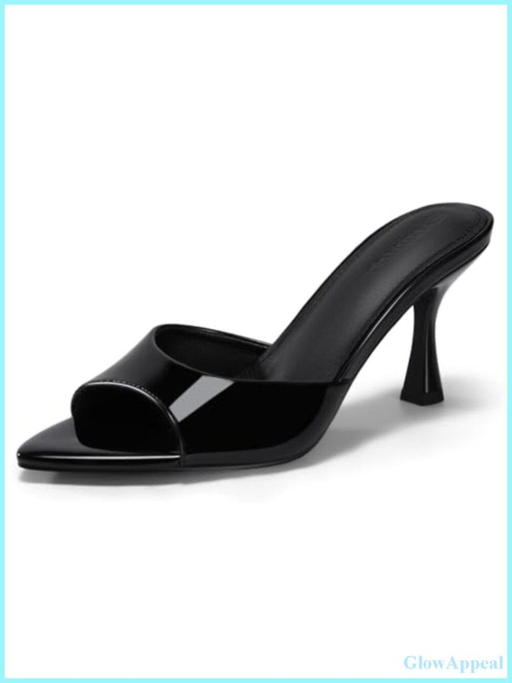 Patent Leather Pointed Toe Kitten Heel Mules Slip On Heels for Women Dressy